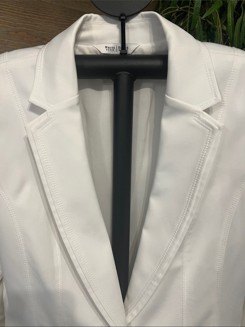 White House Black Market white summer one button blazer.  14 - Picture 2 of 5